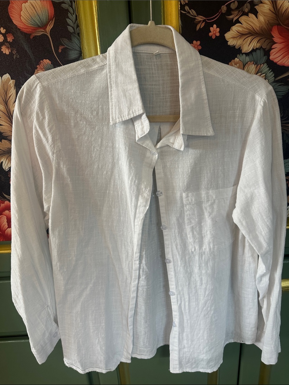 White Linen-Blend ladies Shirt